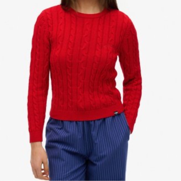 Basic Editions Sweaters - Basic Editions Women's Long Sleeves Red Cotton Sweater Pullover Size L